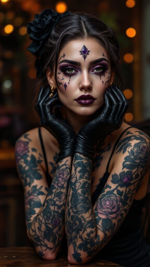 Elegant Tattoo Artist in Vintage Parlor