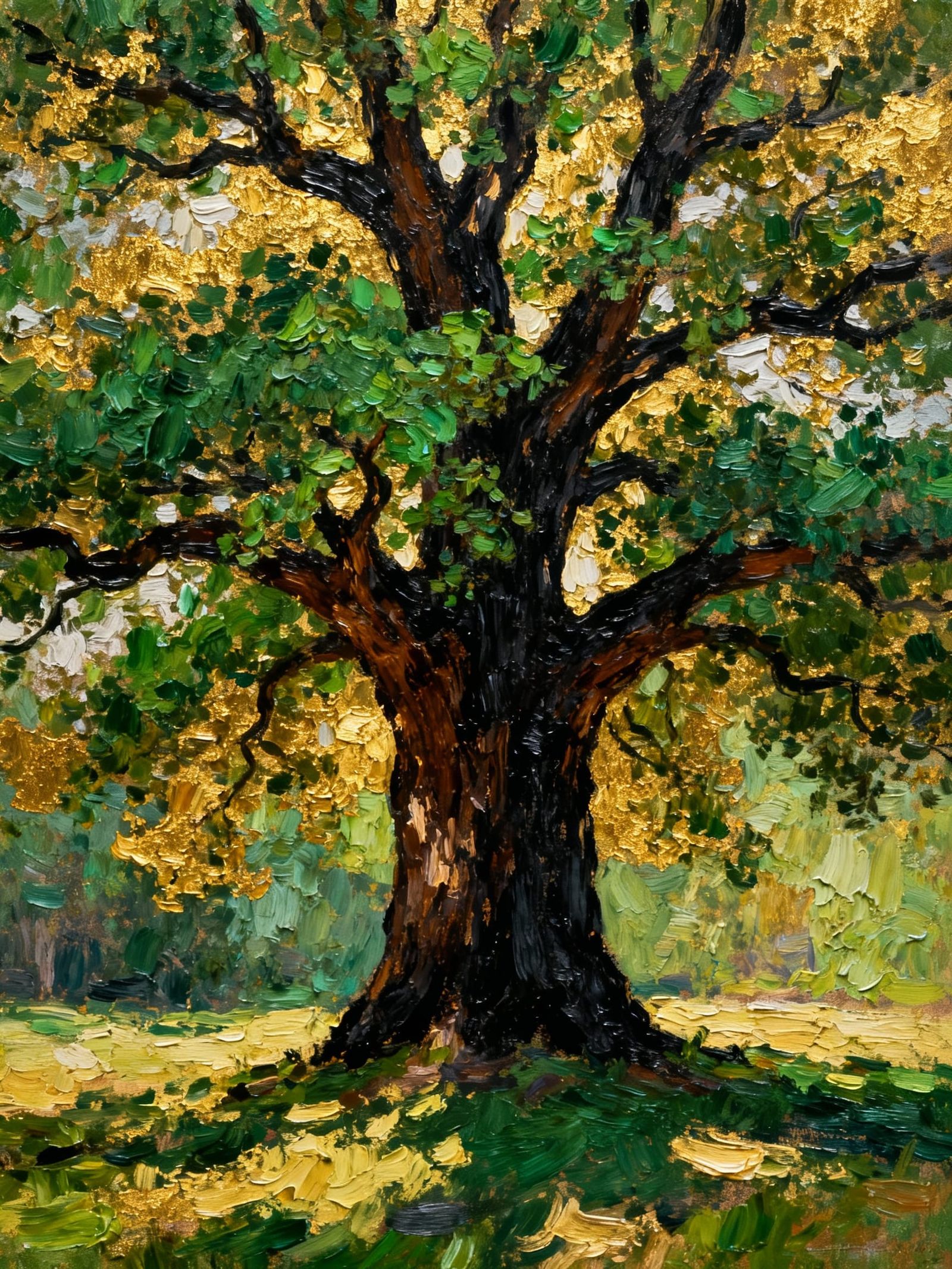 Majestic Tree in Thick Impasto Style
