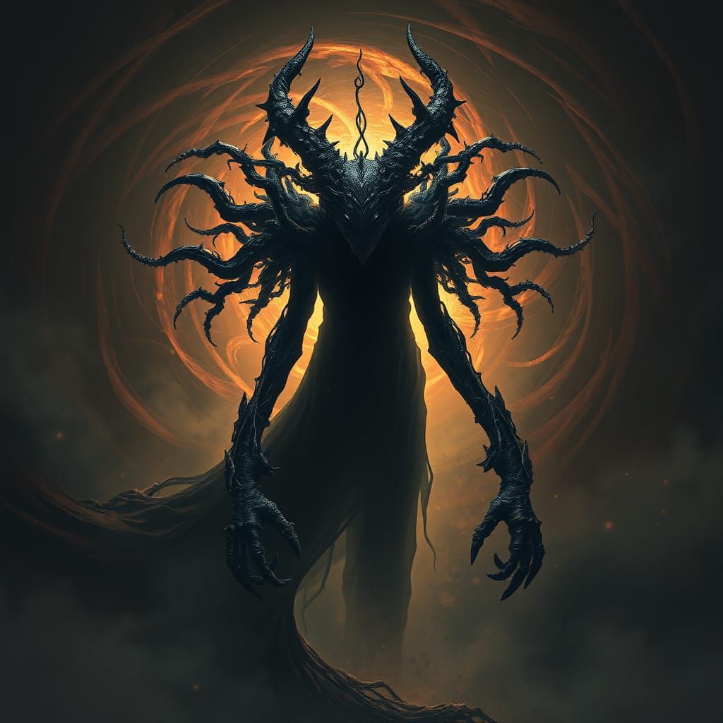 Mystical Loab: Shadowy Figure in Gothic Futurism