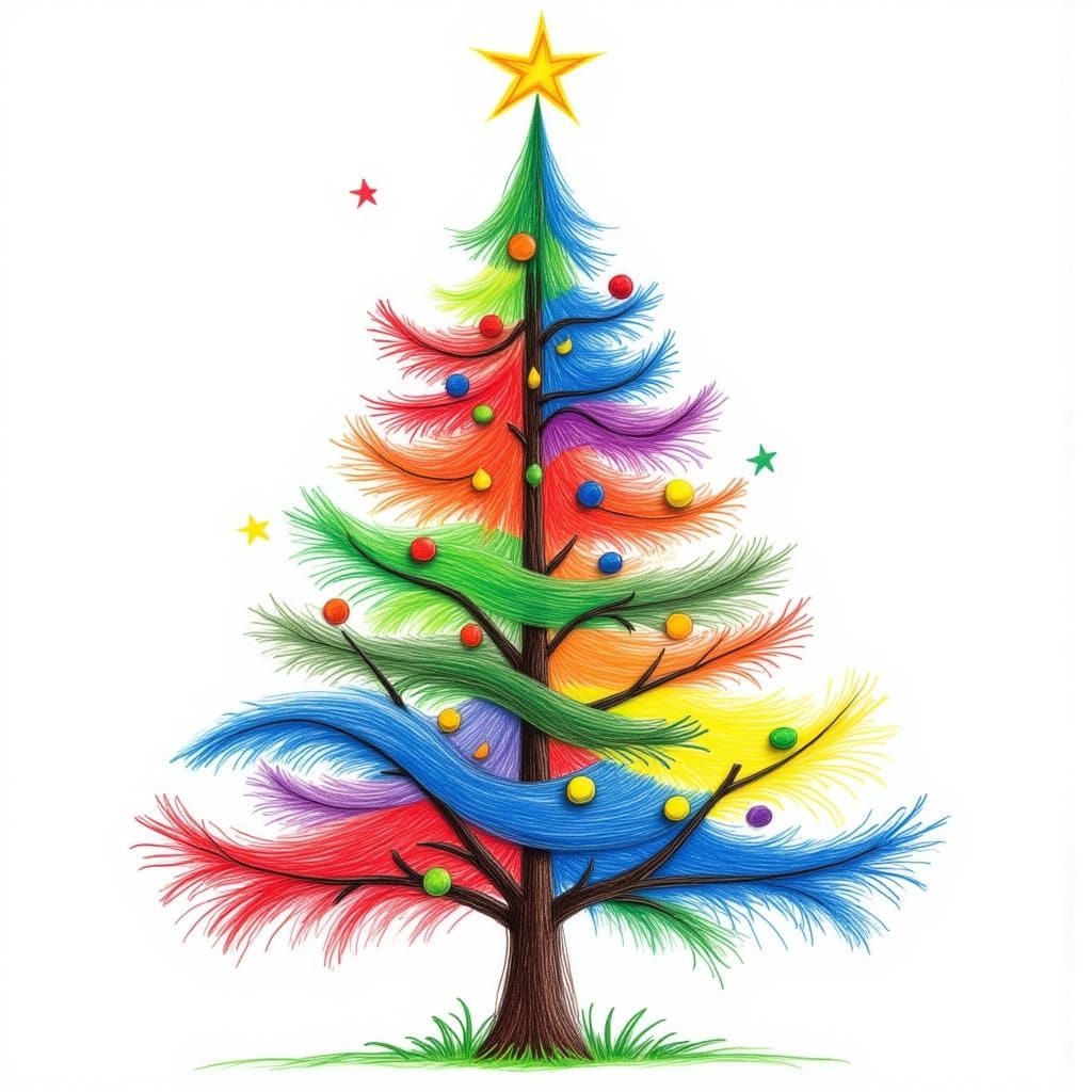 Vibrant Christmas Tree With Multicolored Branches