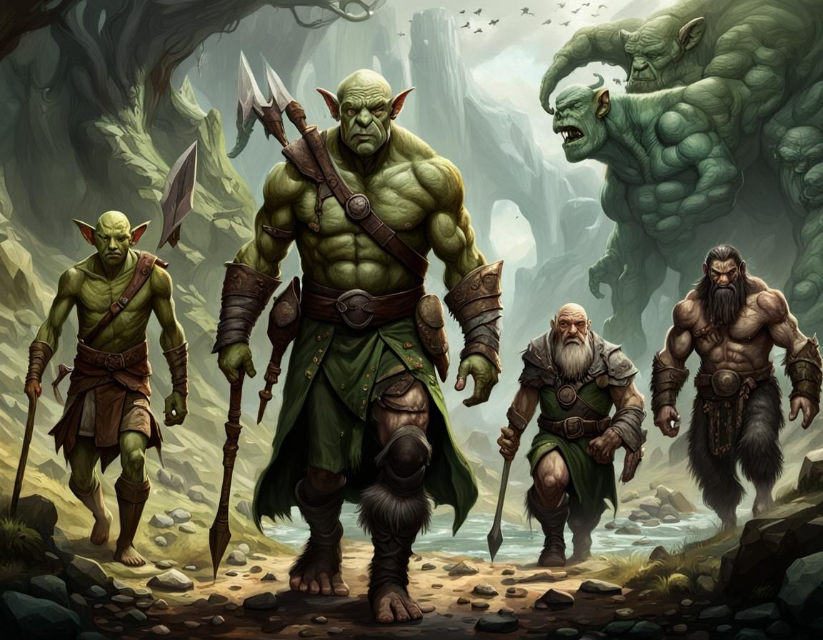 Human, Elf and Orc Evolution: A Digital Painting