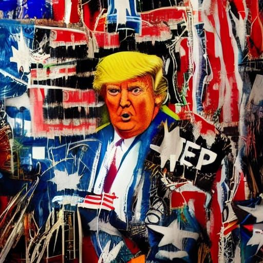 Trump as Pro-America Figure in Neo-Expressionist Style