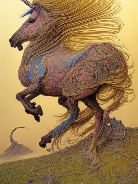 Pinto Unicorn Portrait in Graffiti Art Style