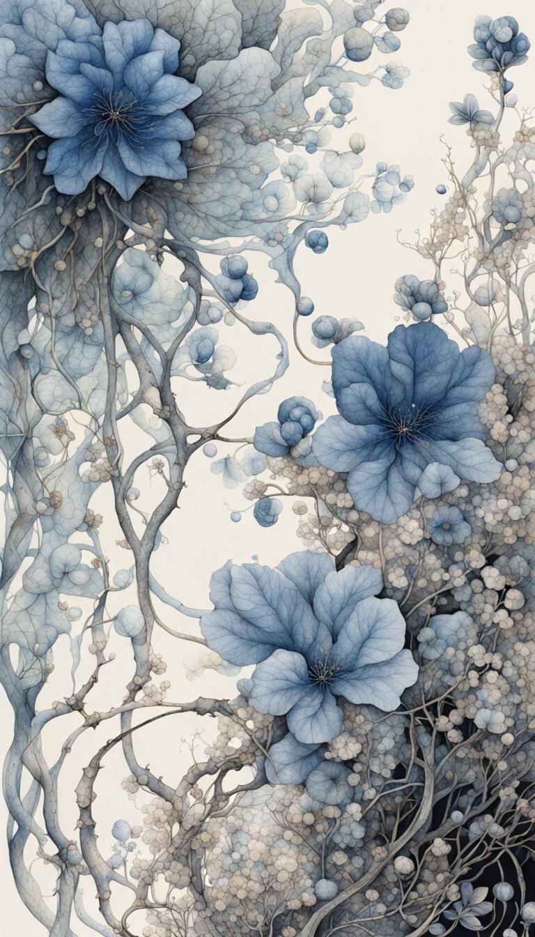 Botanical Ink Watercolor Illustration - Entangled Design