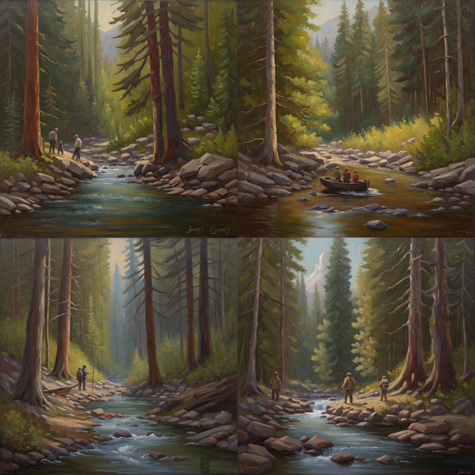 Cabin in Woods with Stream: Oil Painting