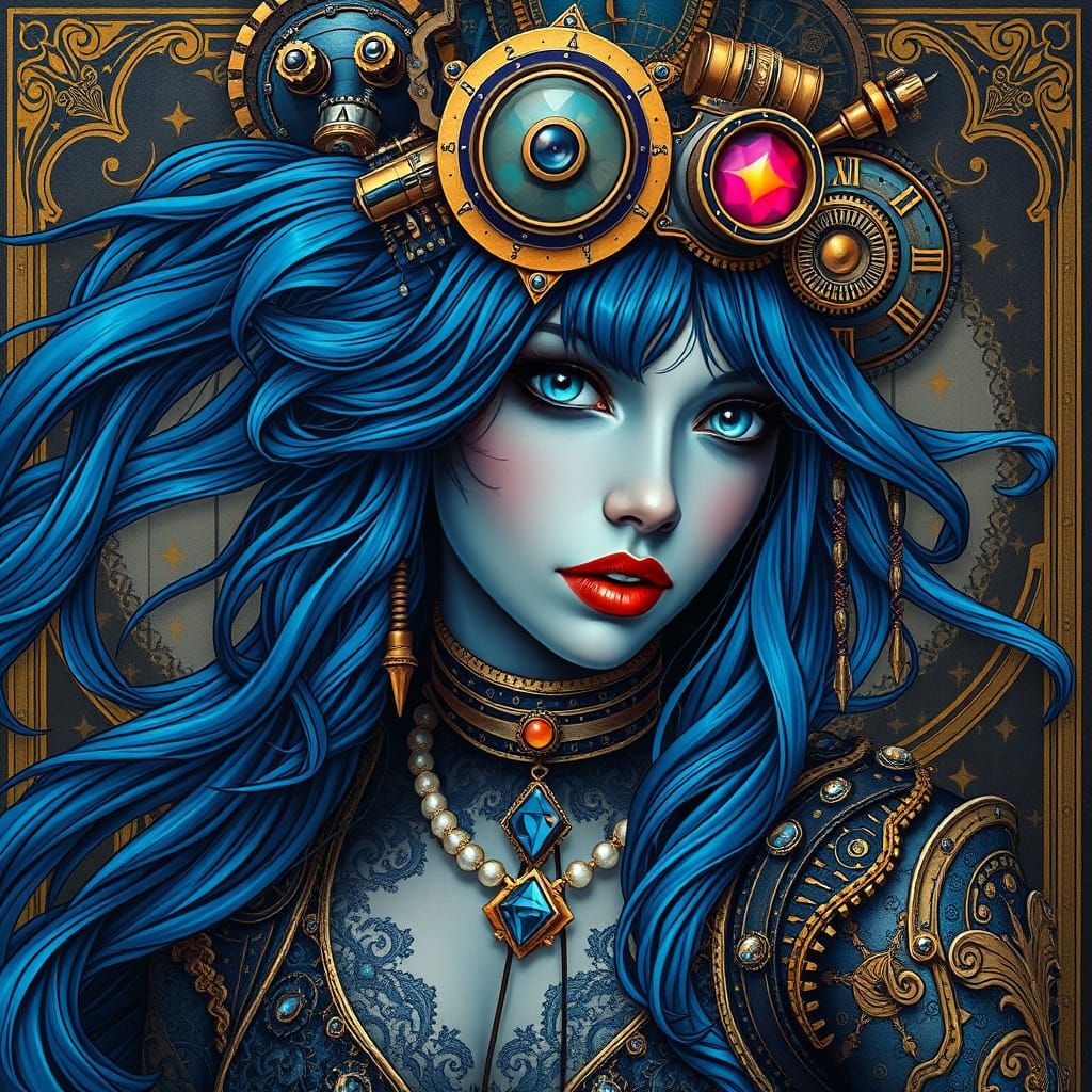 Steampunk Goddess in Iridescent Splendor