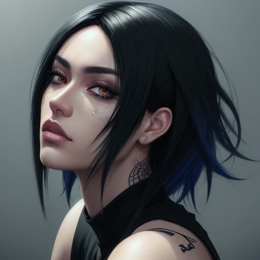 Latina Woman Portrait in Anime Key Visual Style