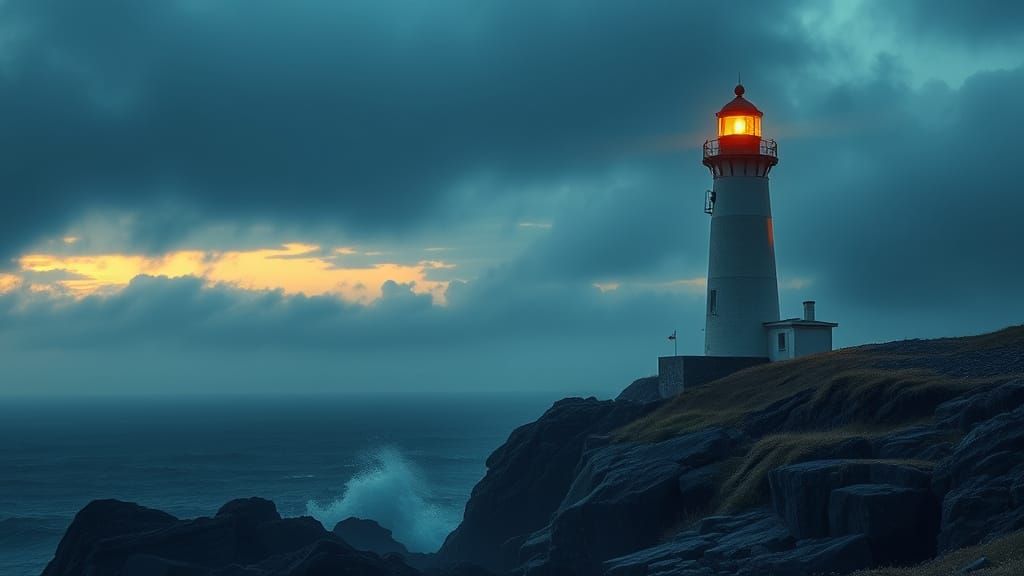 Lighthouse of Solitude in Golden Light