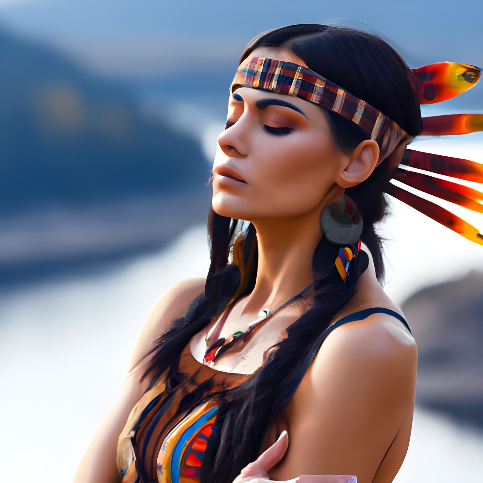 Native American Woman in Traditional Dress
