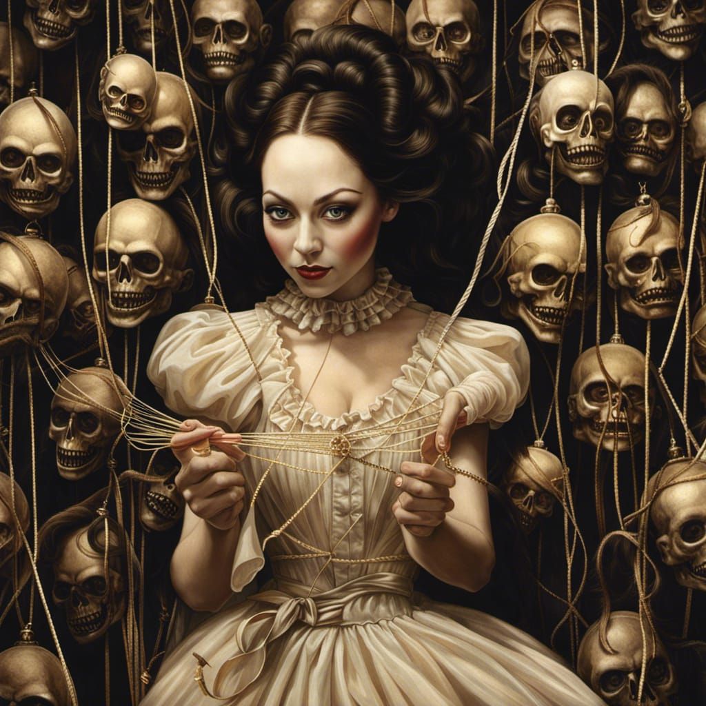Evil Puppet Master Controls Woman Doll