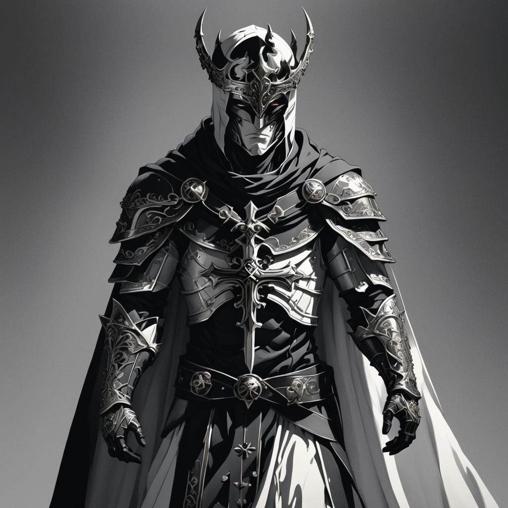 Anime Crusader Warrior in White Cloak