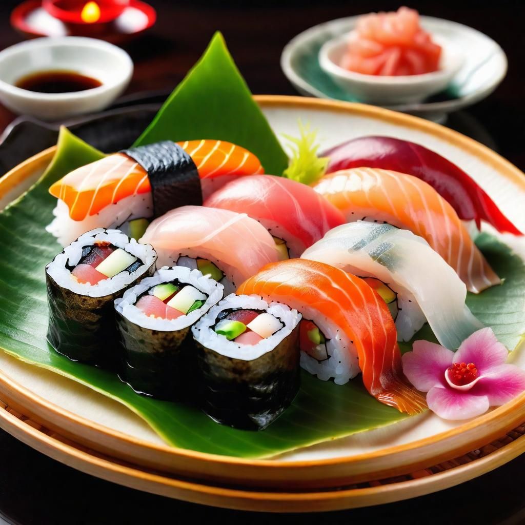 Exquisite Sushi Masterpiece on Expensive Plate
