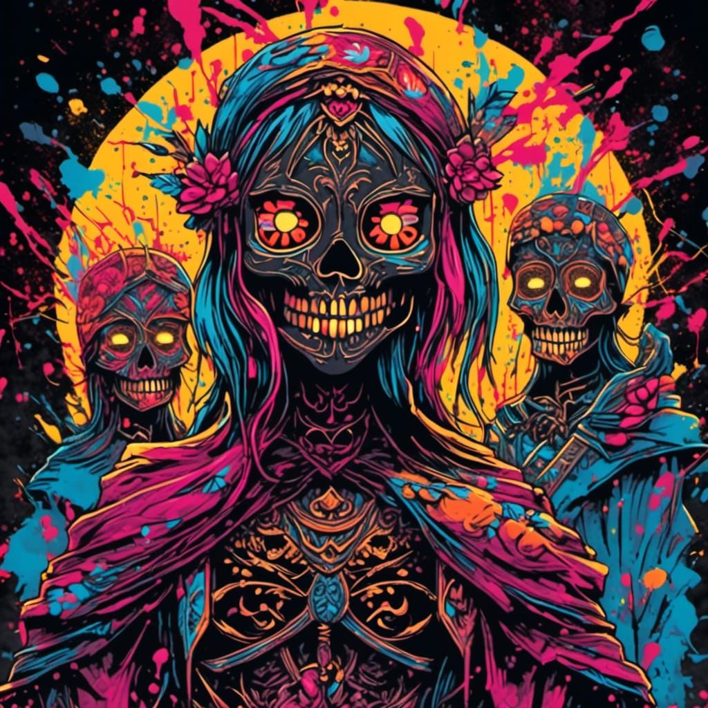 Day of the Dead Nvidia RTX 4090 in Splatter Graffiti Style