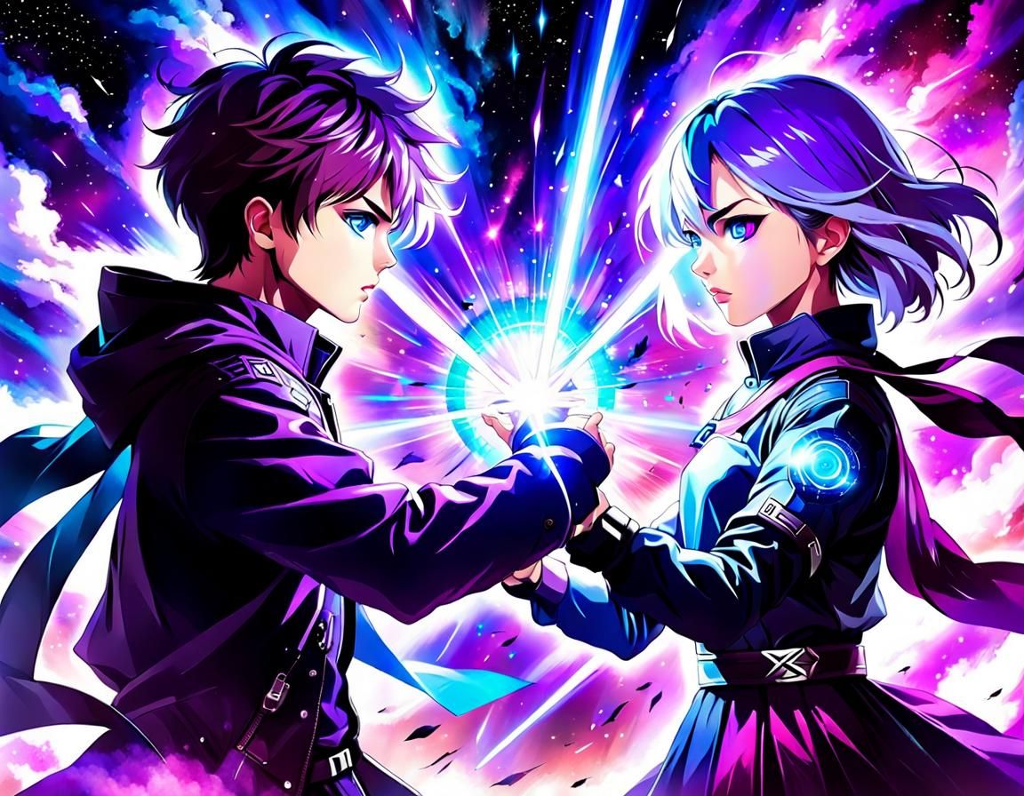 Epic Battle: Boy vs Girl in Magical Nebula