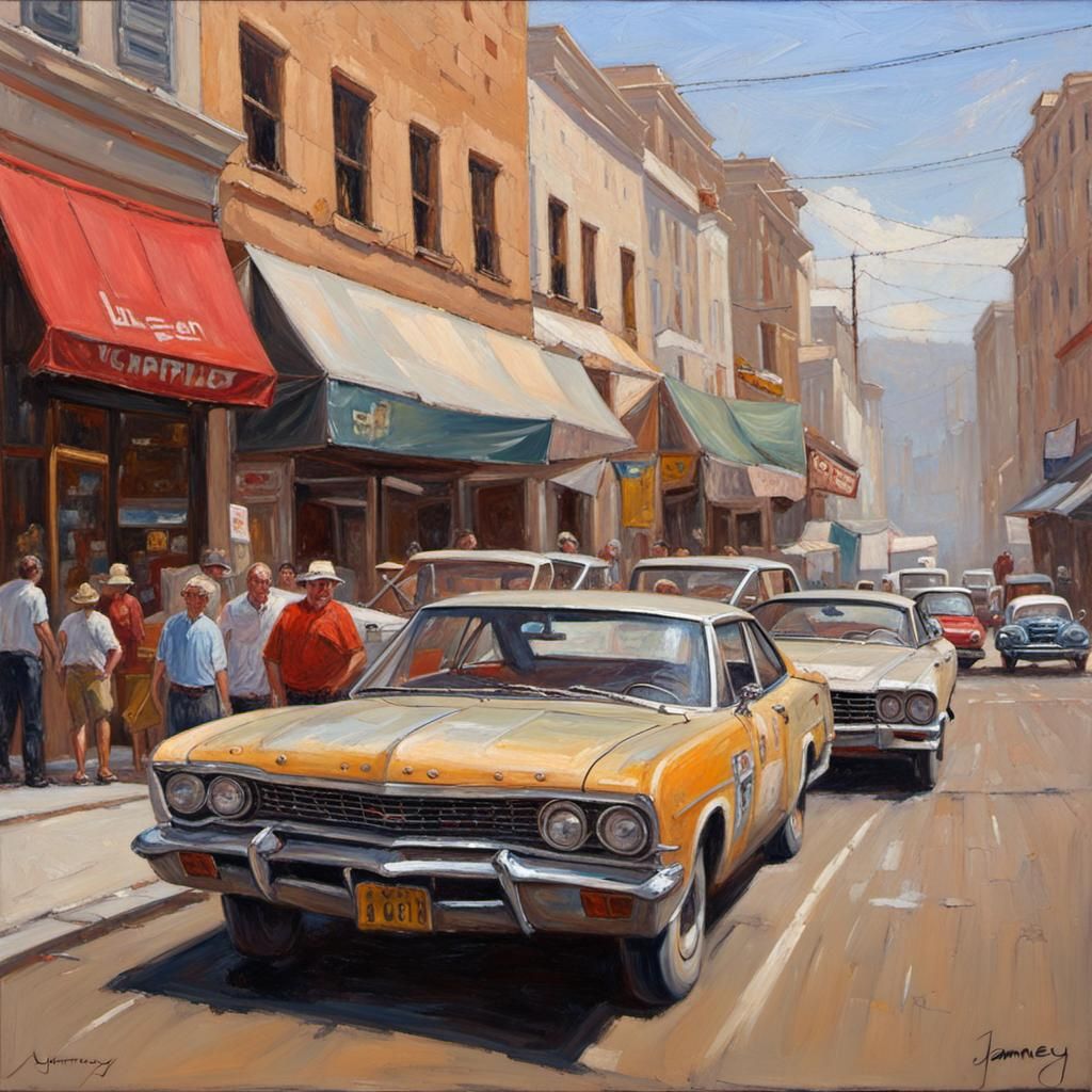 Classic Cars in Oil Painting Style