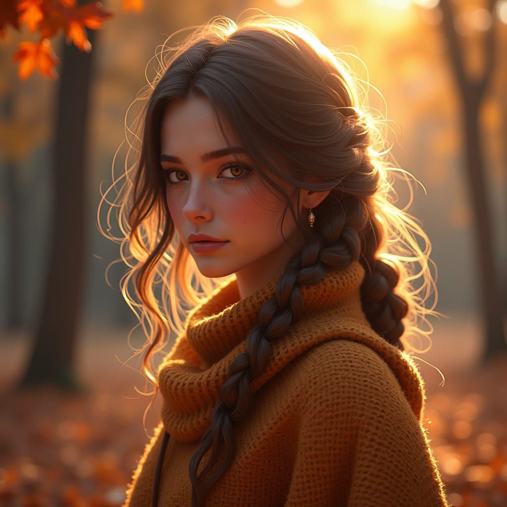 Fantastical Autumn Scene in Deep, Intricate Detail