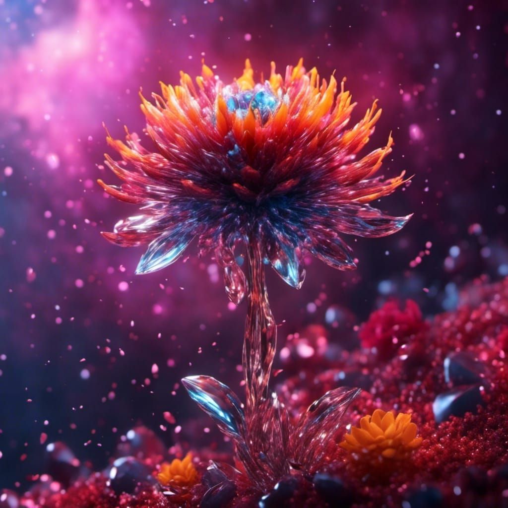 Luminous Crystal Aurora Flower in Supernova Light