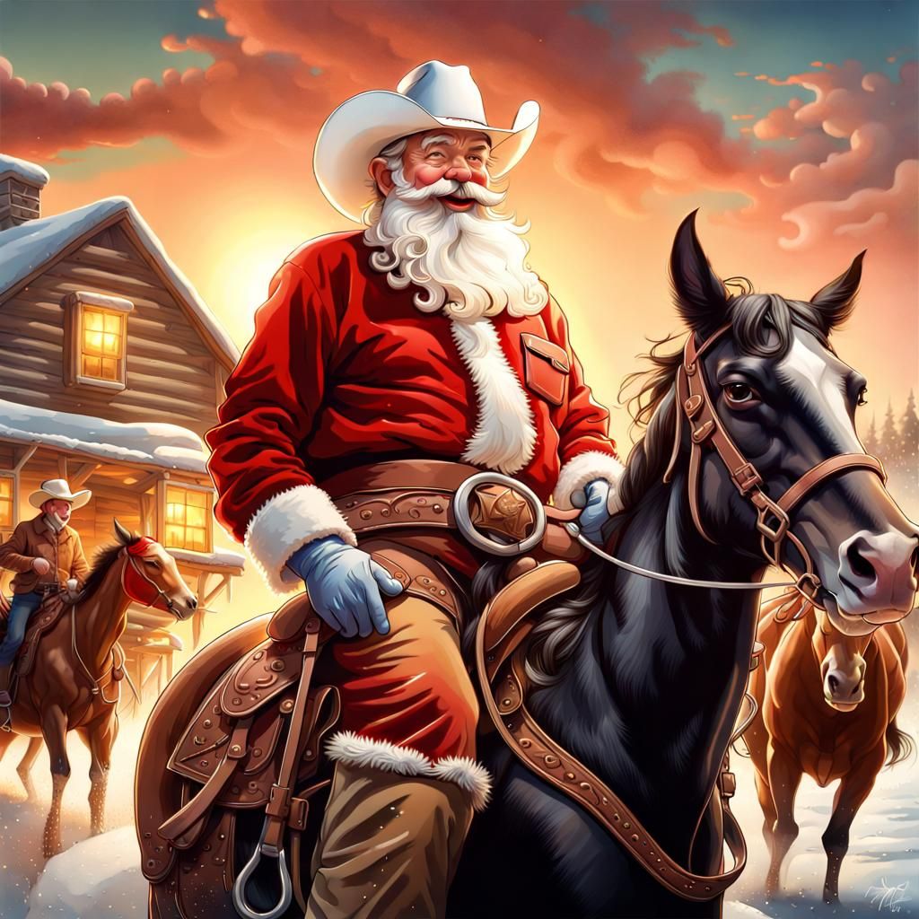 Santa Claus as Jolly Rancher in Hyperrealistic Style