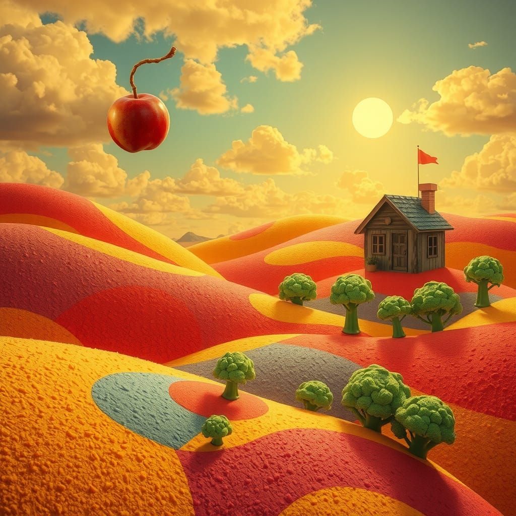 Plasticine Landscape with Mirabelle Plum Sun