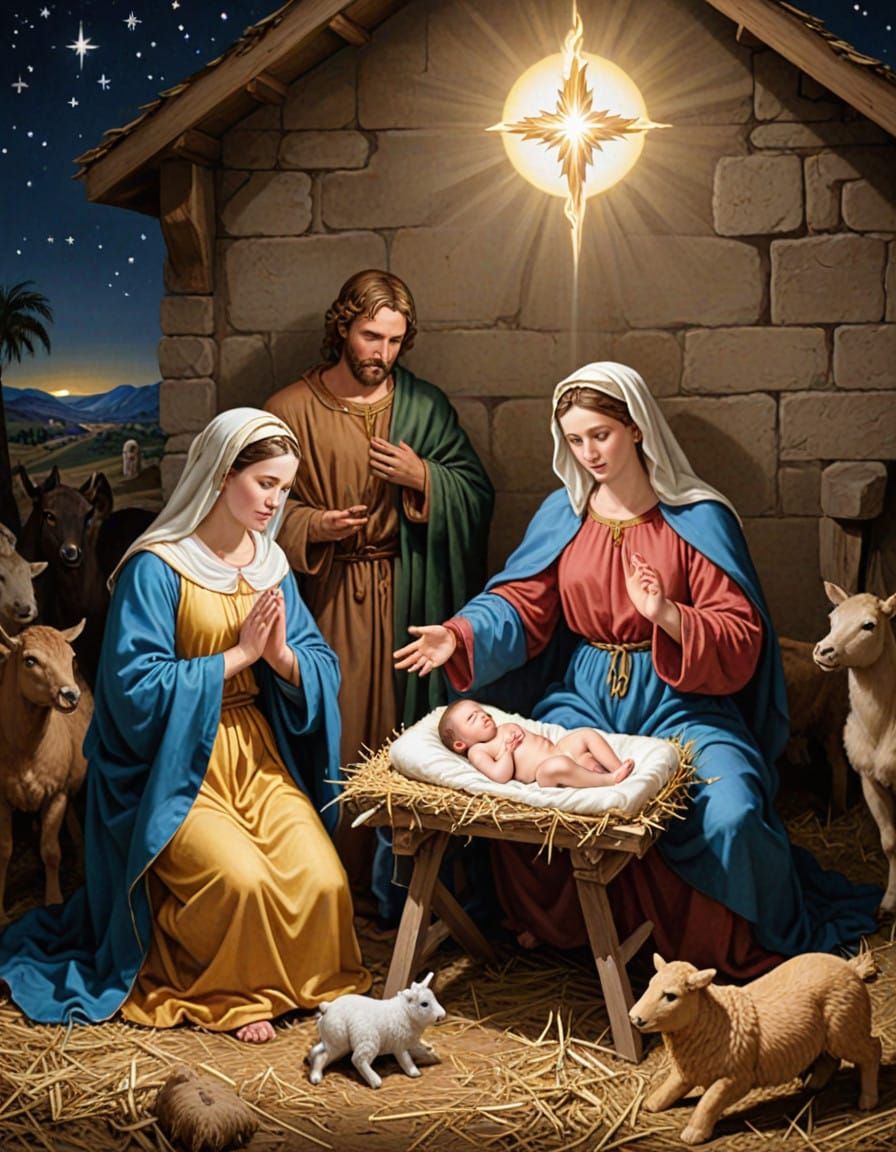 The Birth of Jesus in a Medieval Scene