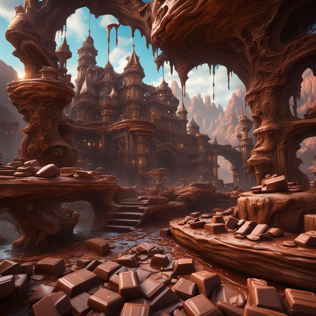 Detailed Chocolate Matte Painting in Deep Color