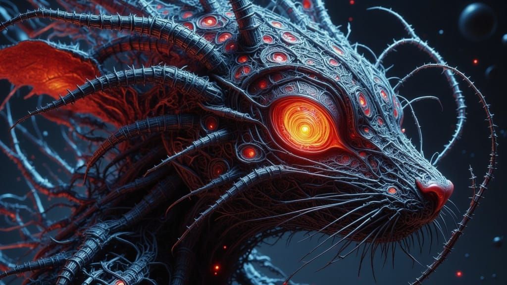 Symbiotic Organism Portrait with Bioluminescent Structures