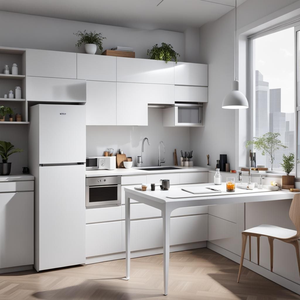 US Apartment Kitchen with Pills and White Drink