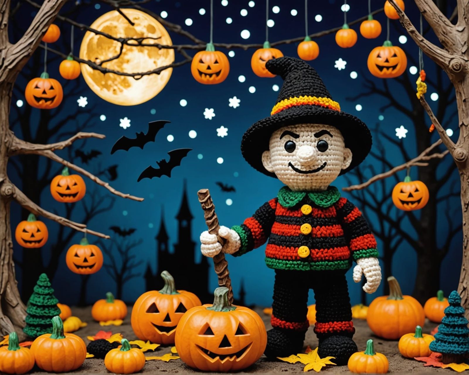 Halloween Freddy Krueger in Klimt Crochet Style