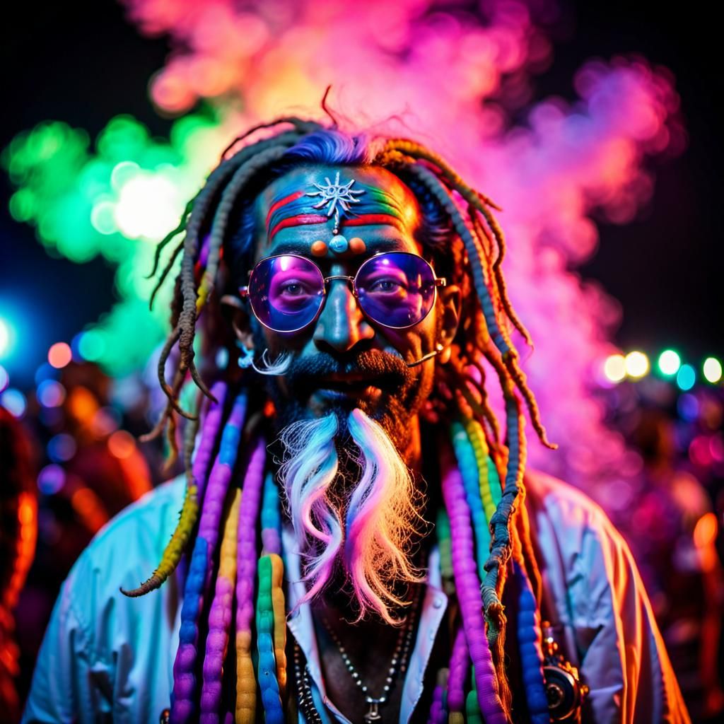 Psychedelic Guru Astronaut Jester at Holi Night