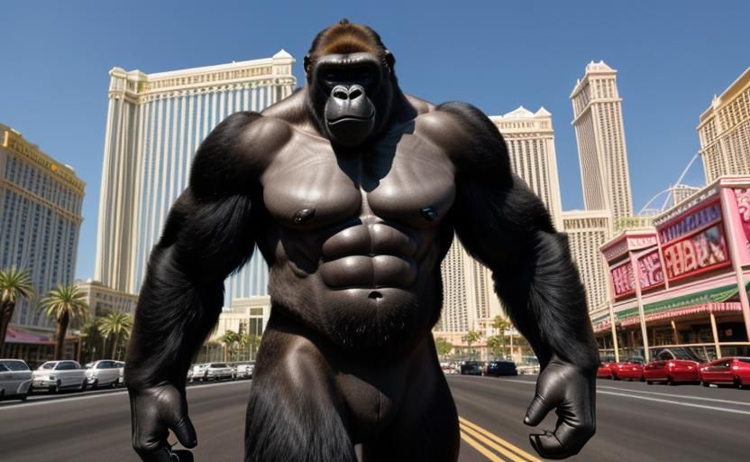 Giant Gorilla Ambles Down Las Vegas Strip