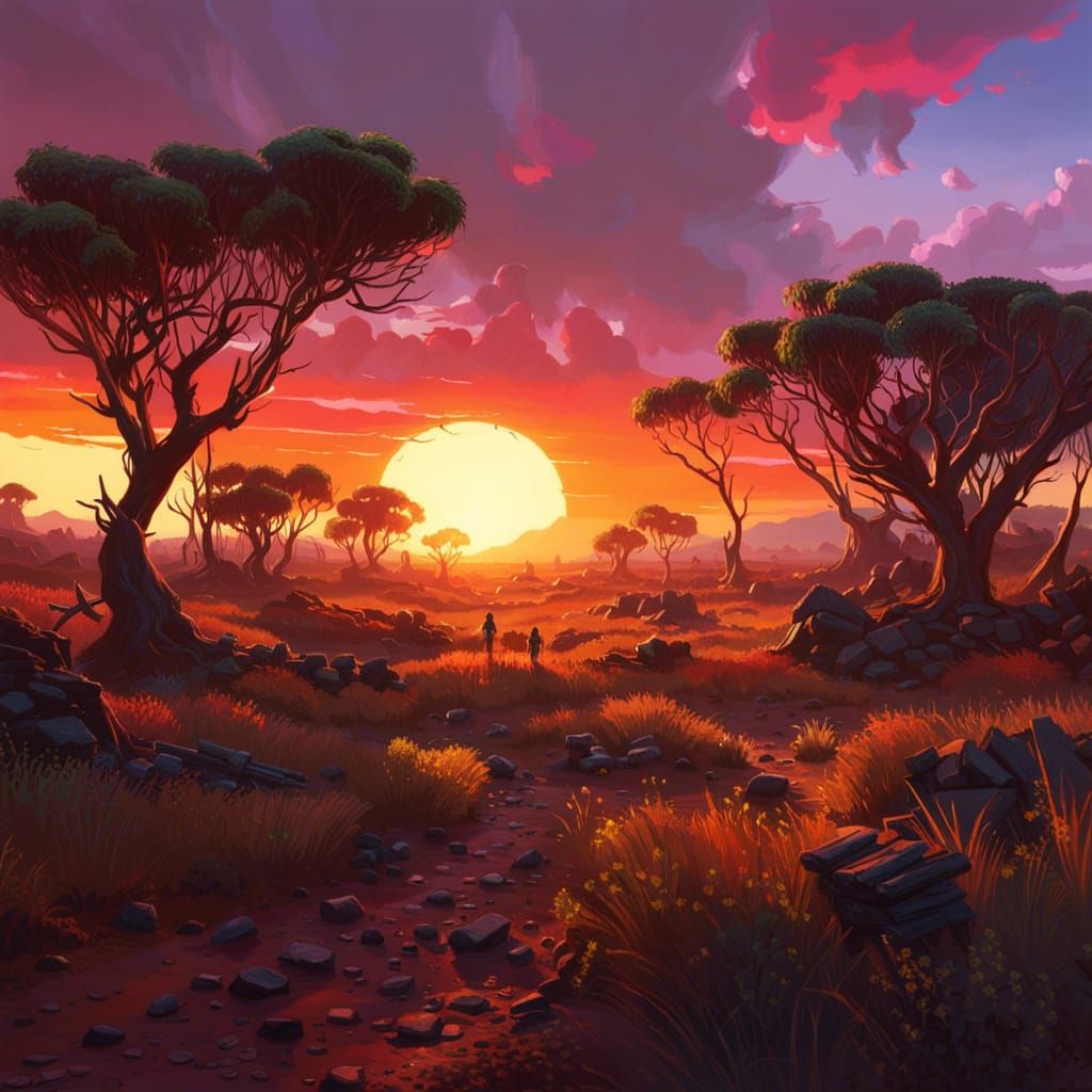 Australian Outback Sunset, Fantasy Masterpiece