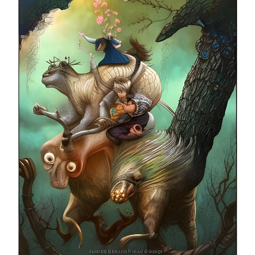 Whimsical Shoulder Ride in Storybook Style