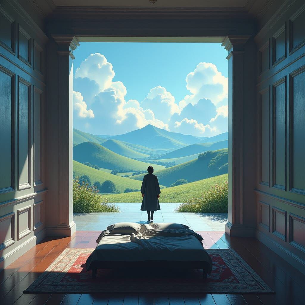 Epic Dreamscape Concept Art with Solitary Figure