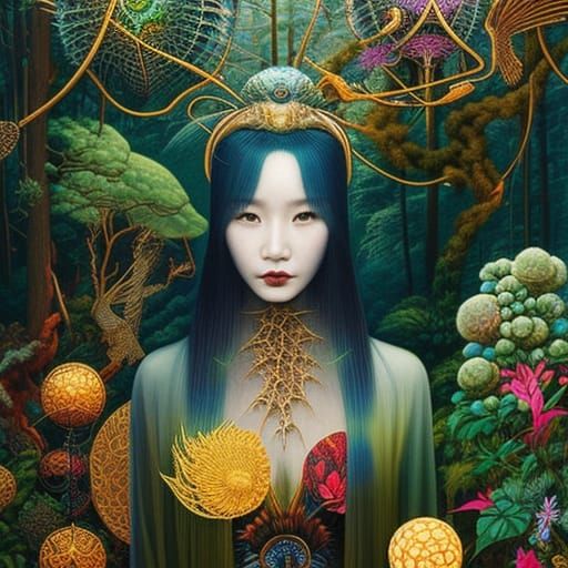 Dragon-Woman Transhumanism in Mycelium Network