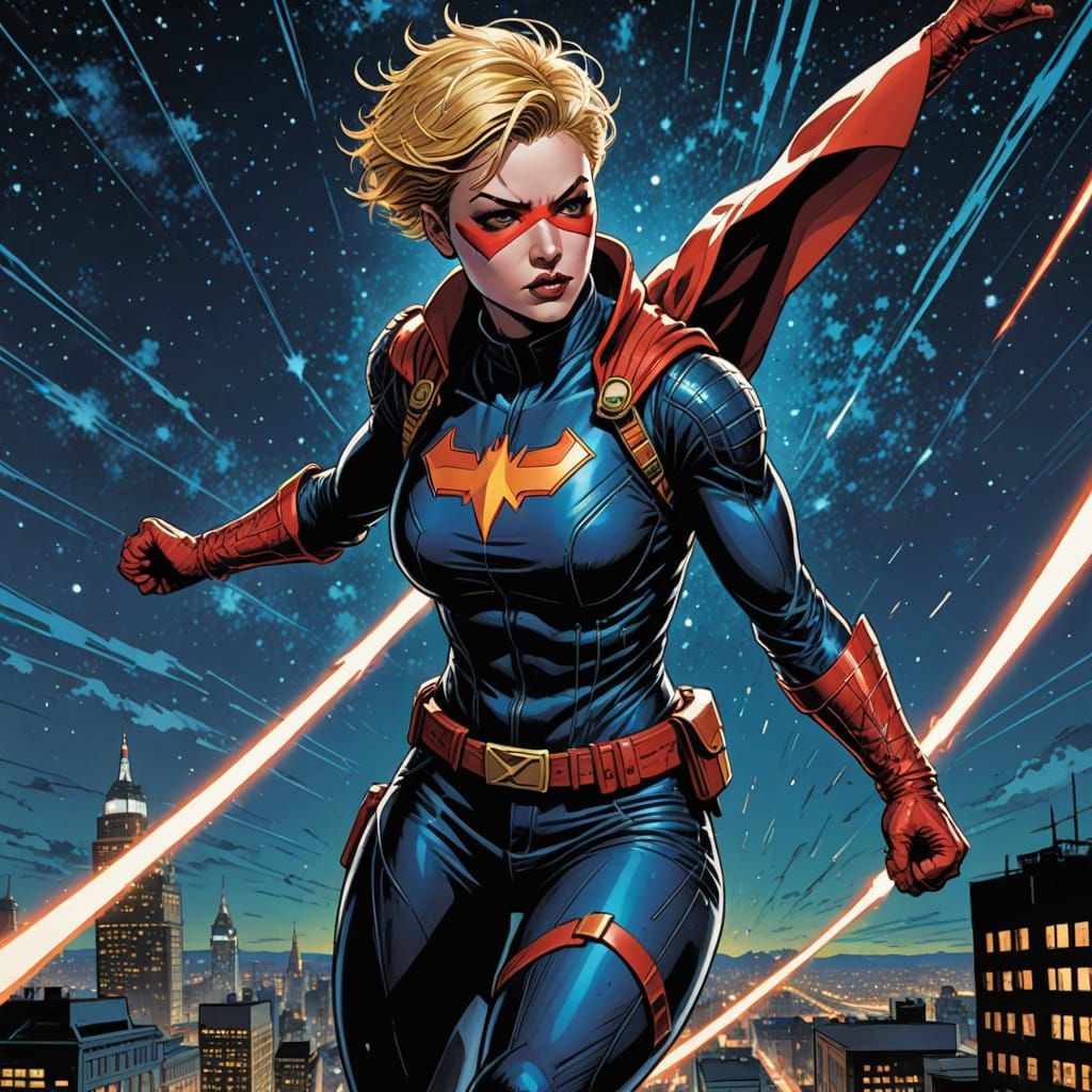 Vibrant Alt Punk Heroine Flies Through Starry Night