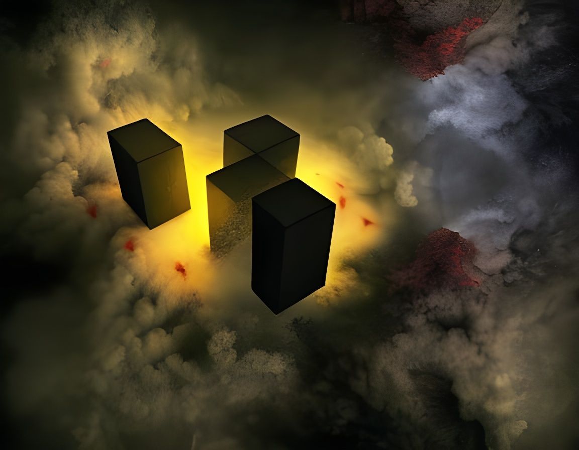 Black Fractal Cubes in Hyperdetailed Digital Art