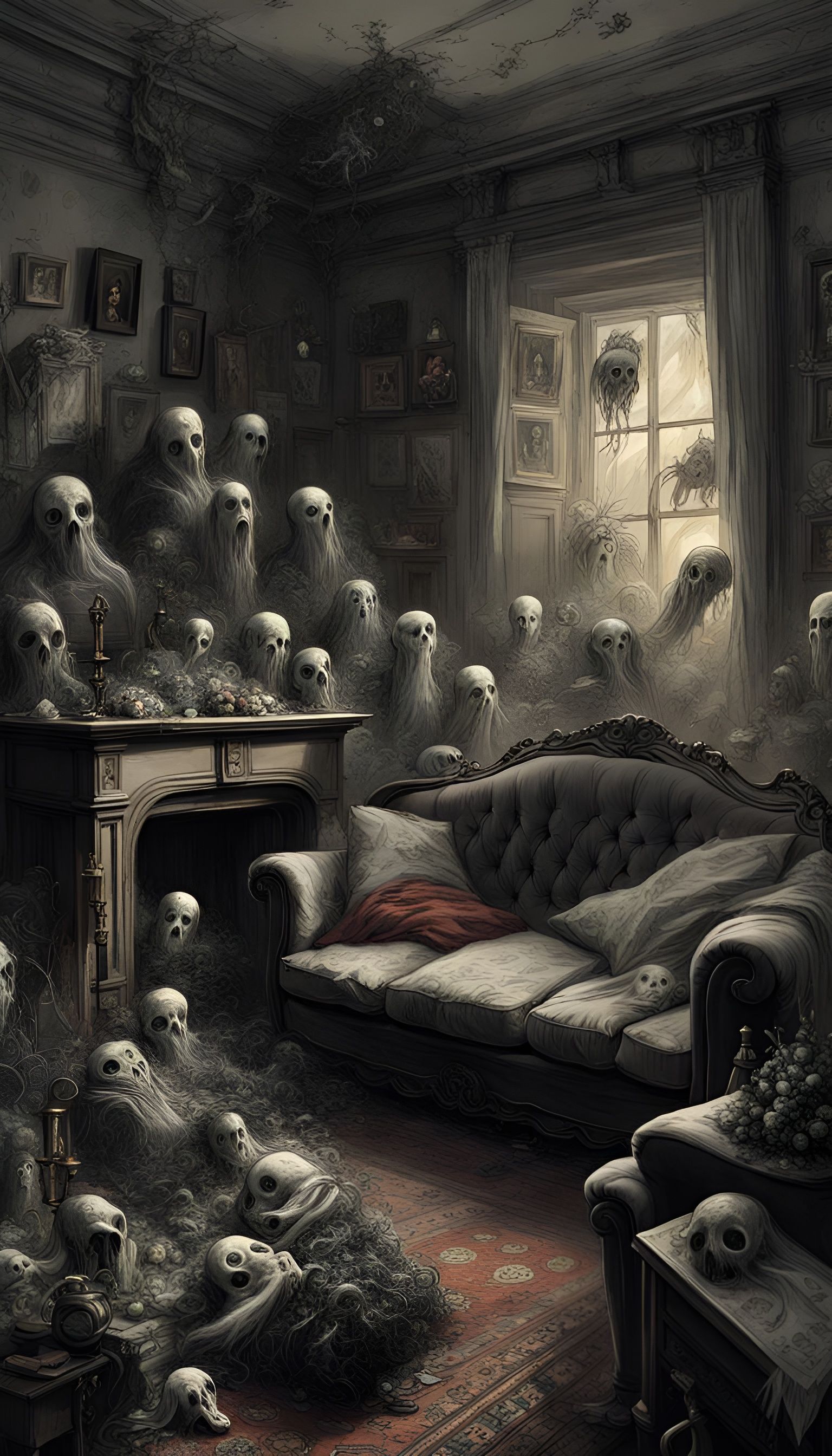 Ghosts Gather in Maximalist Haunted Room