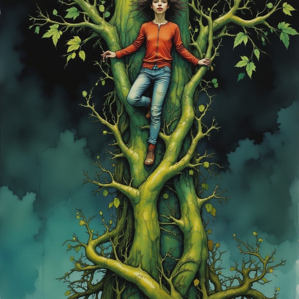 Jack Climbs Beanstalk in Neurographic Art Style