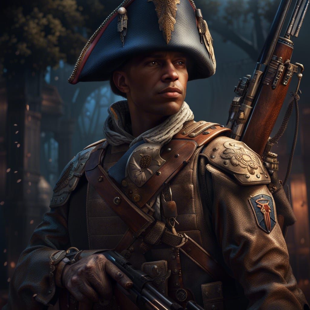 Colonial American Soldier with Arquebus in Detailed Matte Pa...