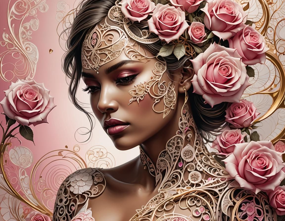 Roses Blooming: Abstract Fractal Portrait of Resilience