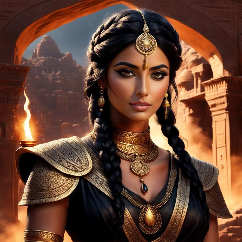 Al-Lat, Arabian Goddess of War, in Dark Fantasy Art