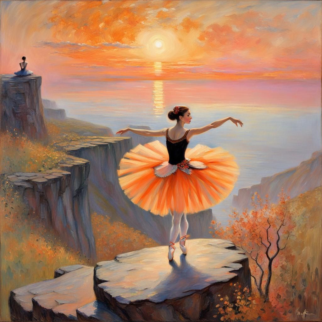 Ballerina in Tulle at Sunset: Impressionistic Style