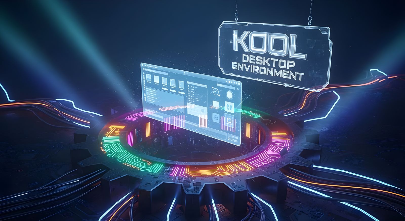 Cyberpunk KDE Desktop Environment in Digital Gear