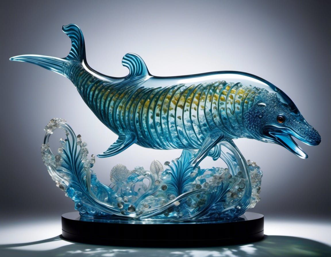 Glass sculpture of a Liopleurodon