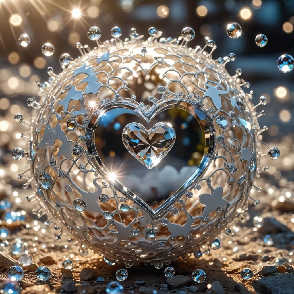 Whimsical Fairy Light Ball with Glowing Crystal Heart