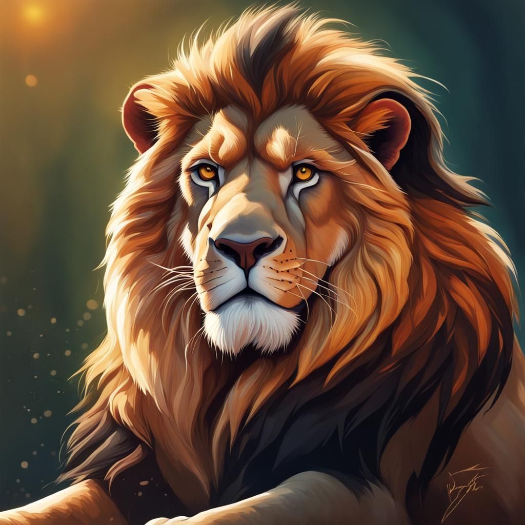 Majestic Lion King of the Savannah in Hyperrealistic Style