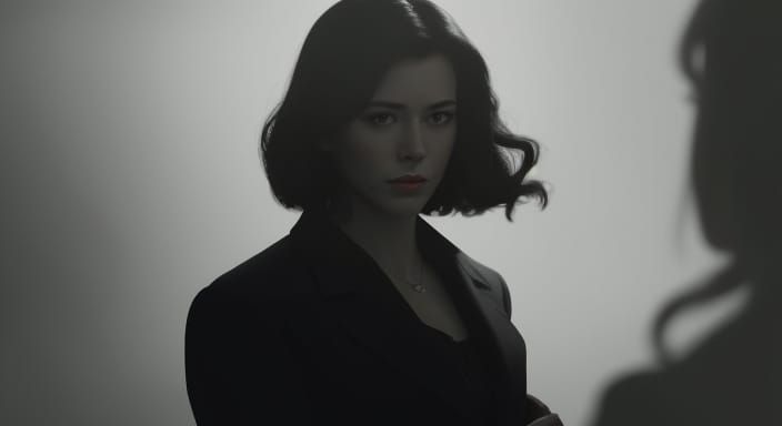 Embracing Couple in Film Noir Style