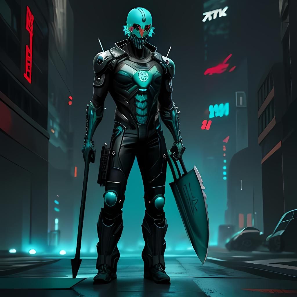 Cyberpunk Shovel Transports Metallic Brain