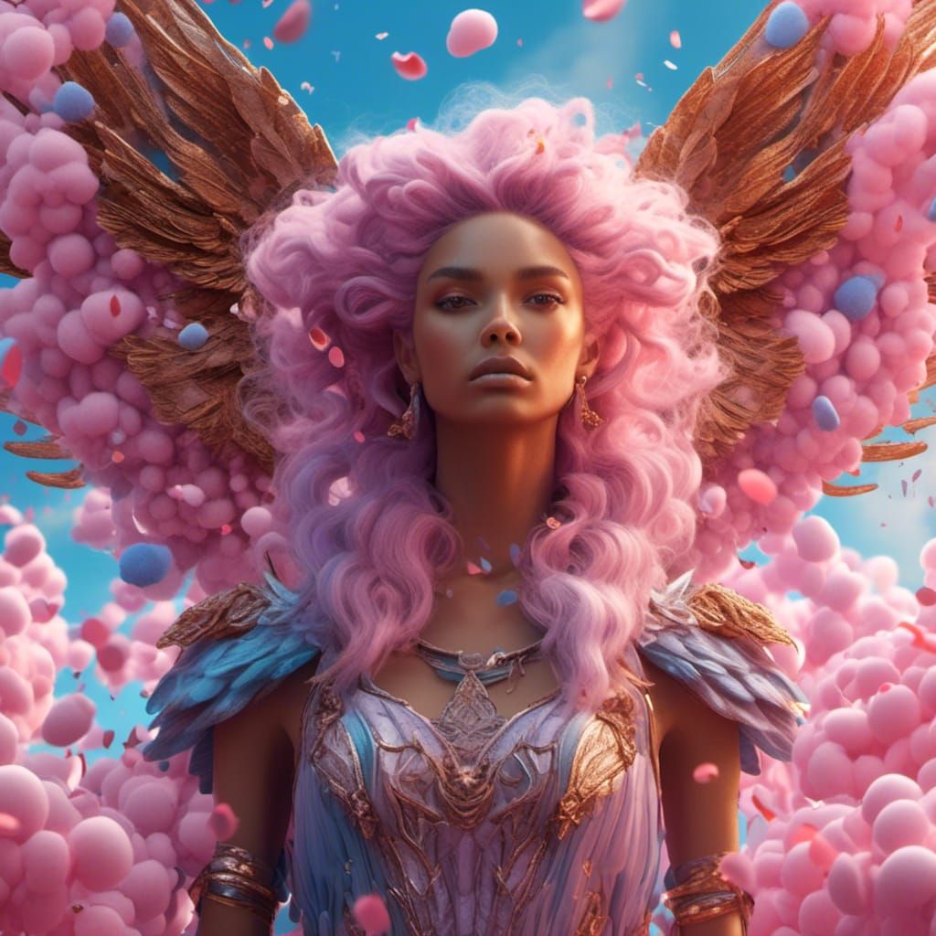 Silken Cotton Candy Angel Wings: Detailed Matte Painting
