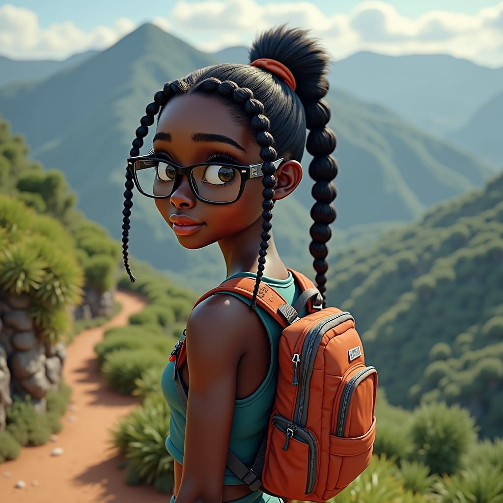 Black Girl Trail Runner in High-Fantasy Style